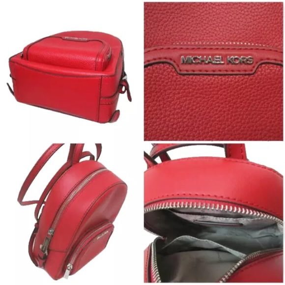 New Michael Kors Jaycee Extra-Small Leather Convertible Backpack Bright Red - Picture 3 of 3